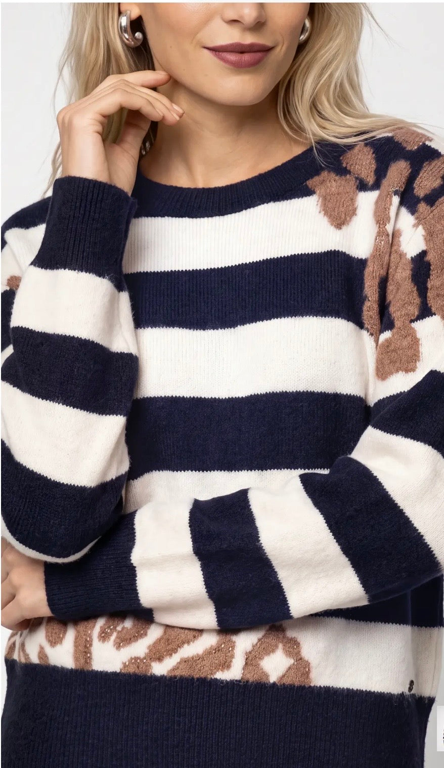 Navy Blue Stripe With Embellishment 320