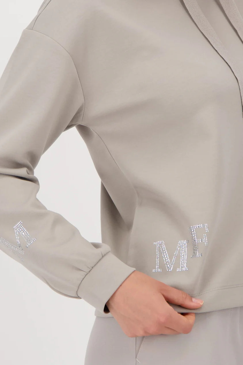 Sweatshirt with crystals greige 144