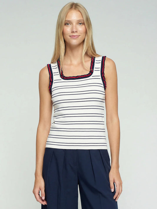 TOP WHITE STRIPED POINT