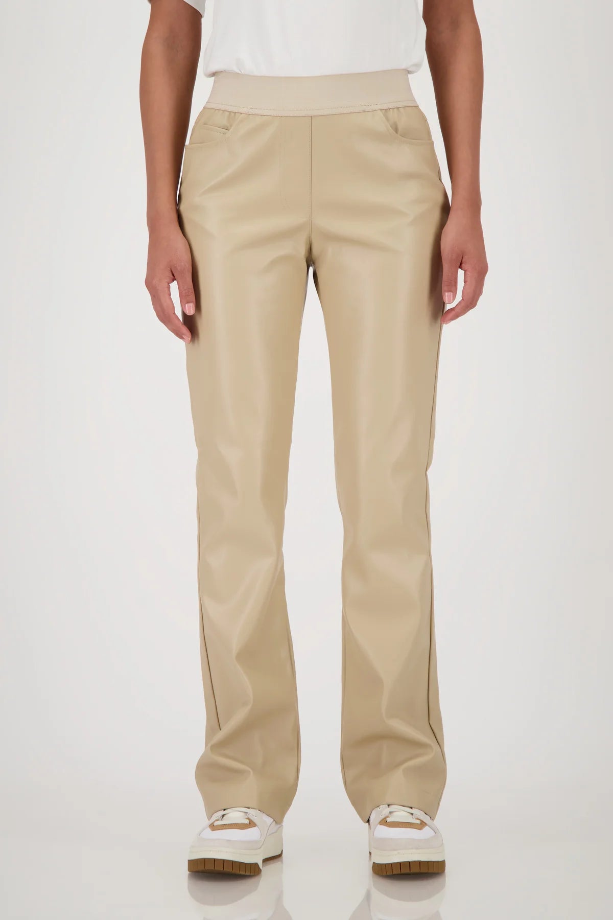Cinnamon leather look trouser flare montana