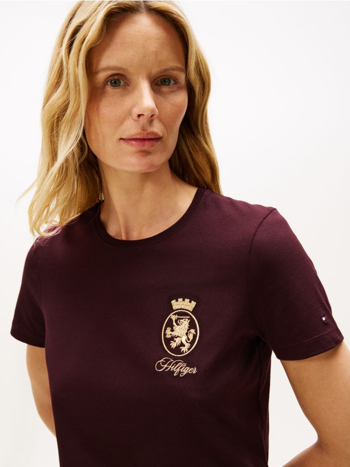 Gold Crest Tee- Deep Burgundy