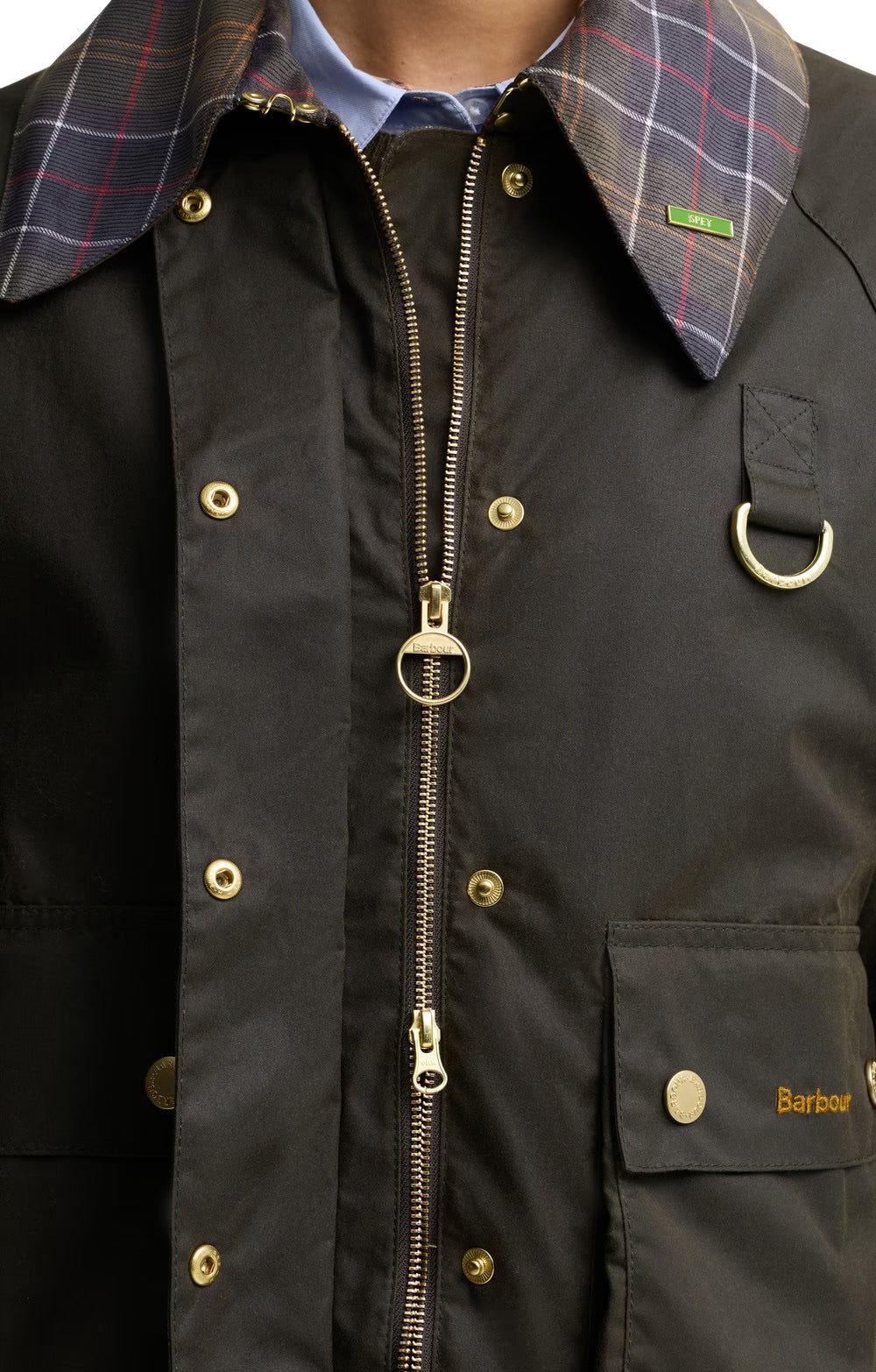 Tartan Collar Wax Spey Jacket Classic Olive 71
