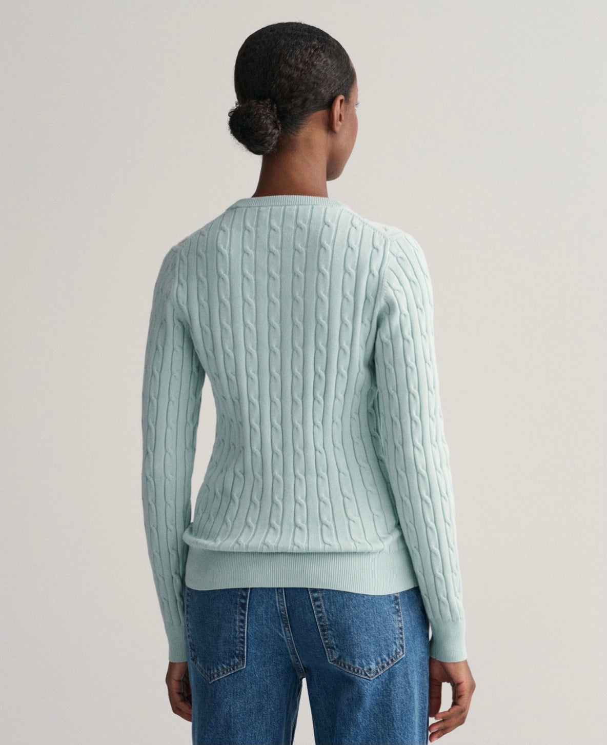 Dusty turquoise cable knit sweater