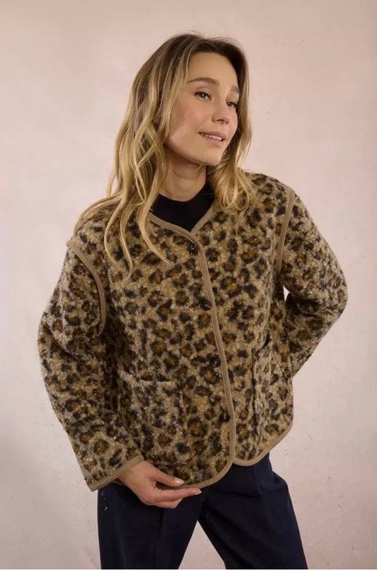 Molly ladies woven leopard print jacket