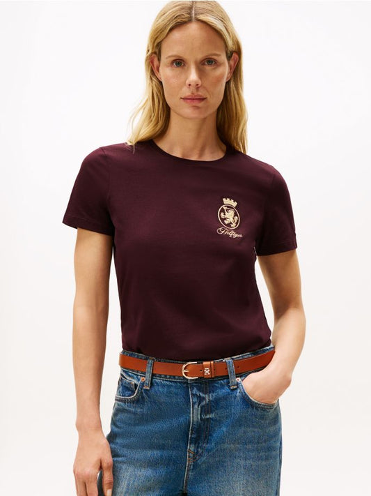 Gold Crest Tee- Deep Burgundy