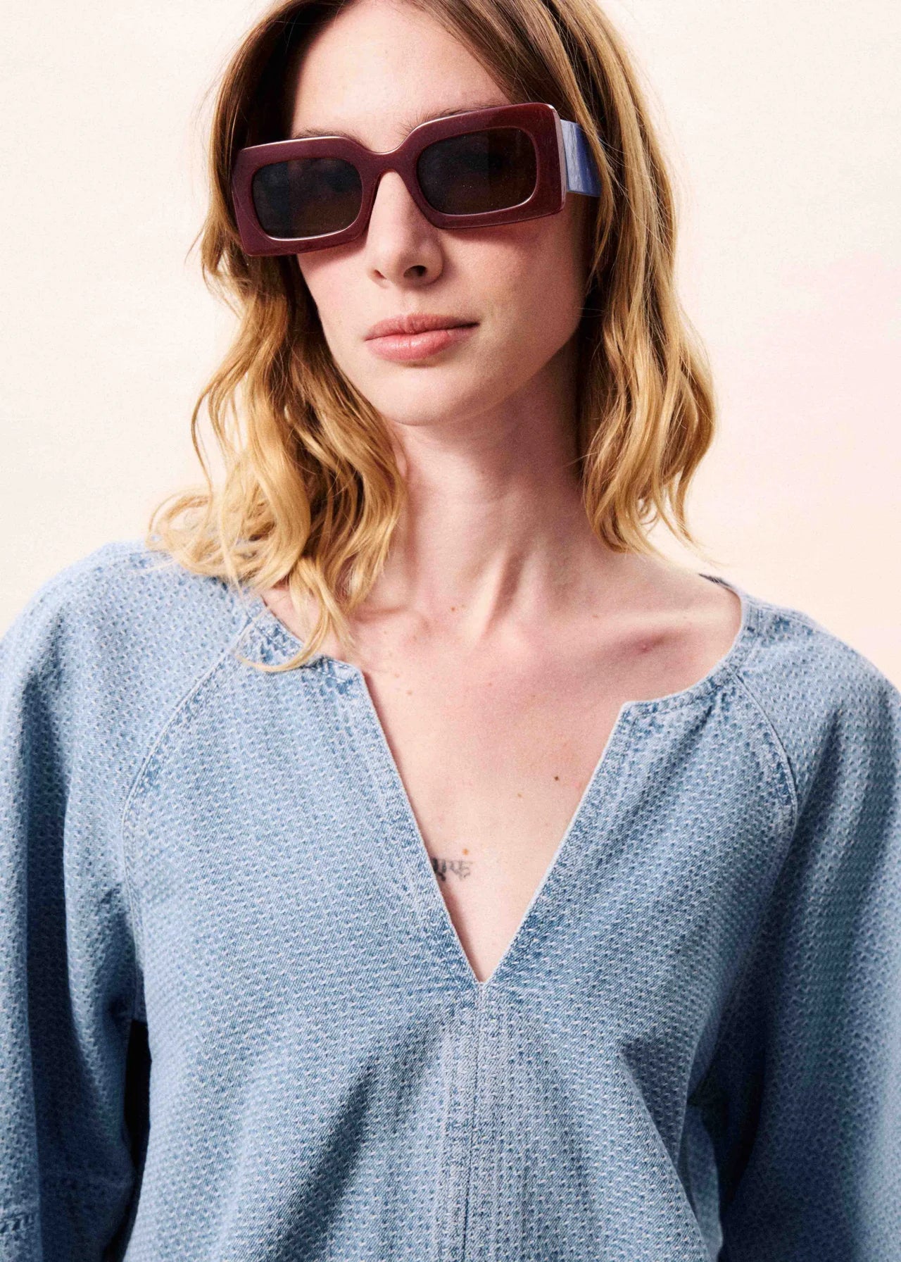 CITRINE BLOUSE LIGHT BLUE TOP