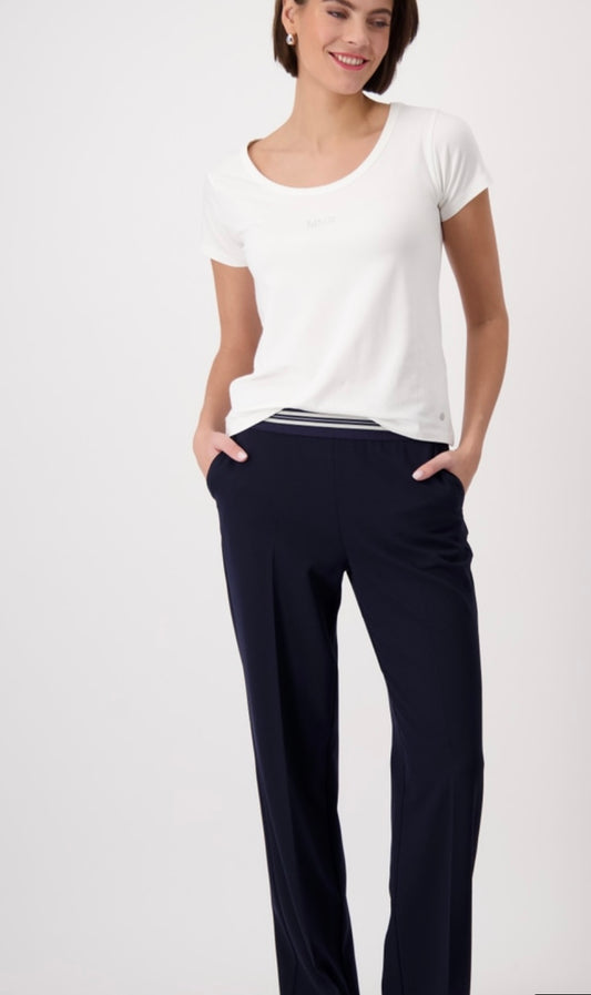 Navy straight leg trousers