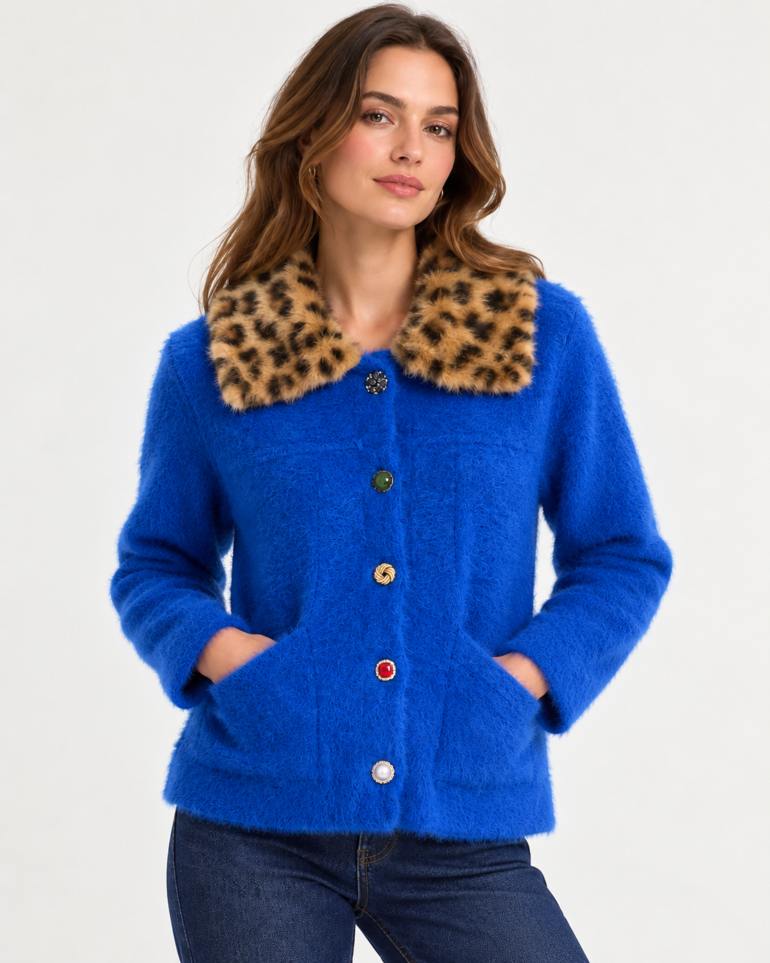 Leopard blue cardigan