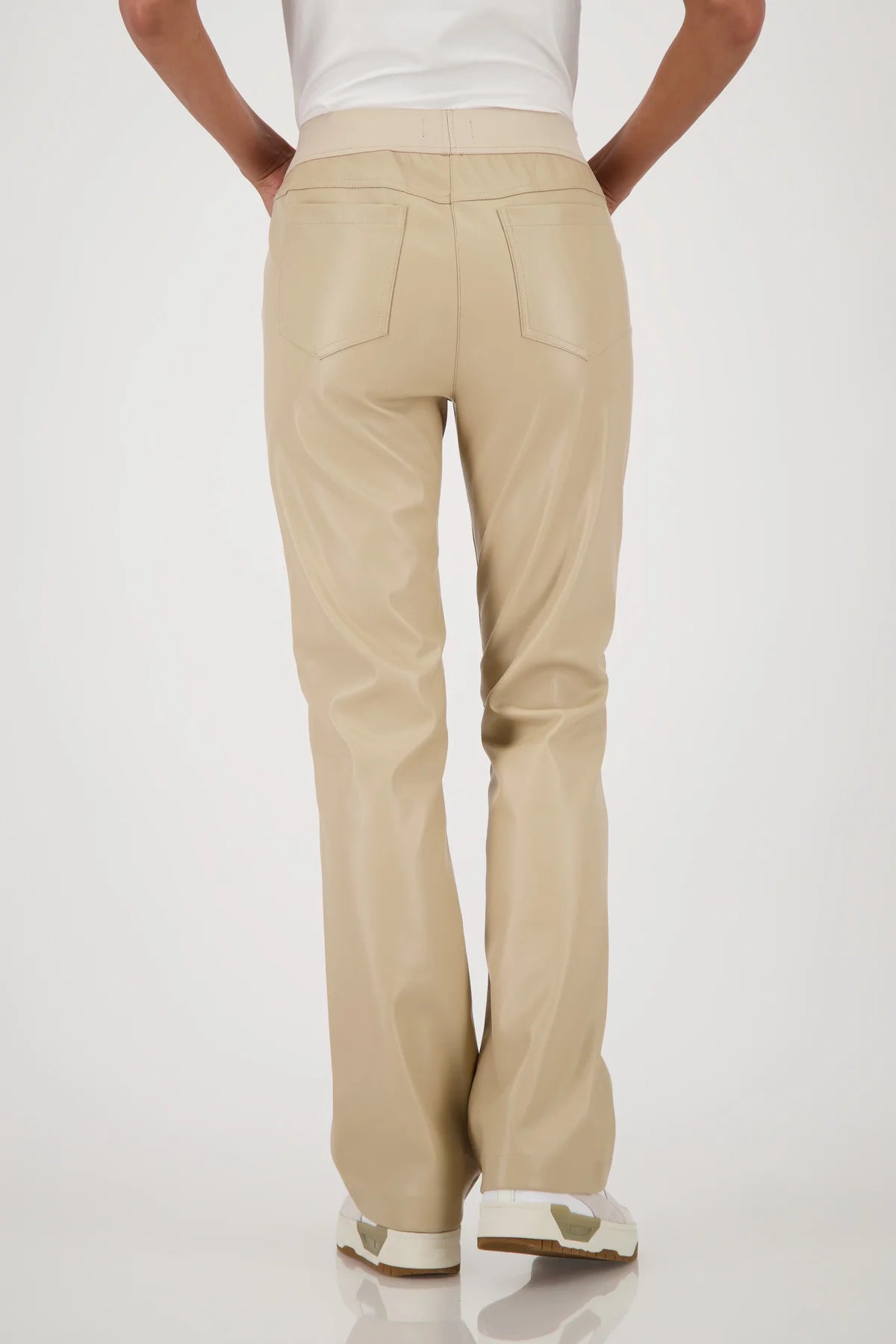 Cinnamon leather look trouser flare montana