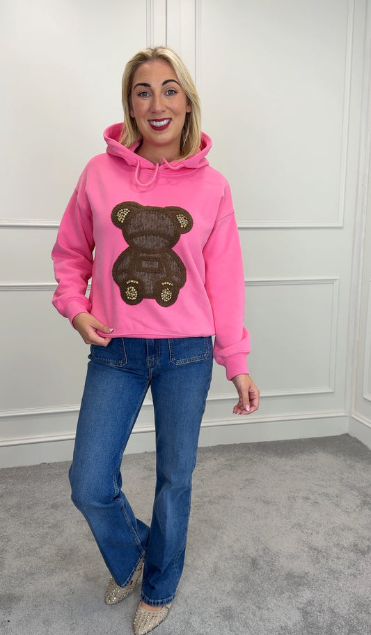 Bear hoodie pink