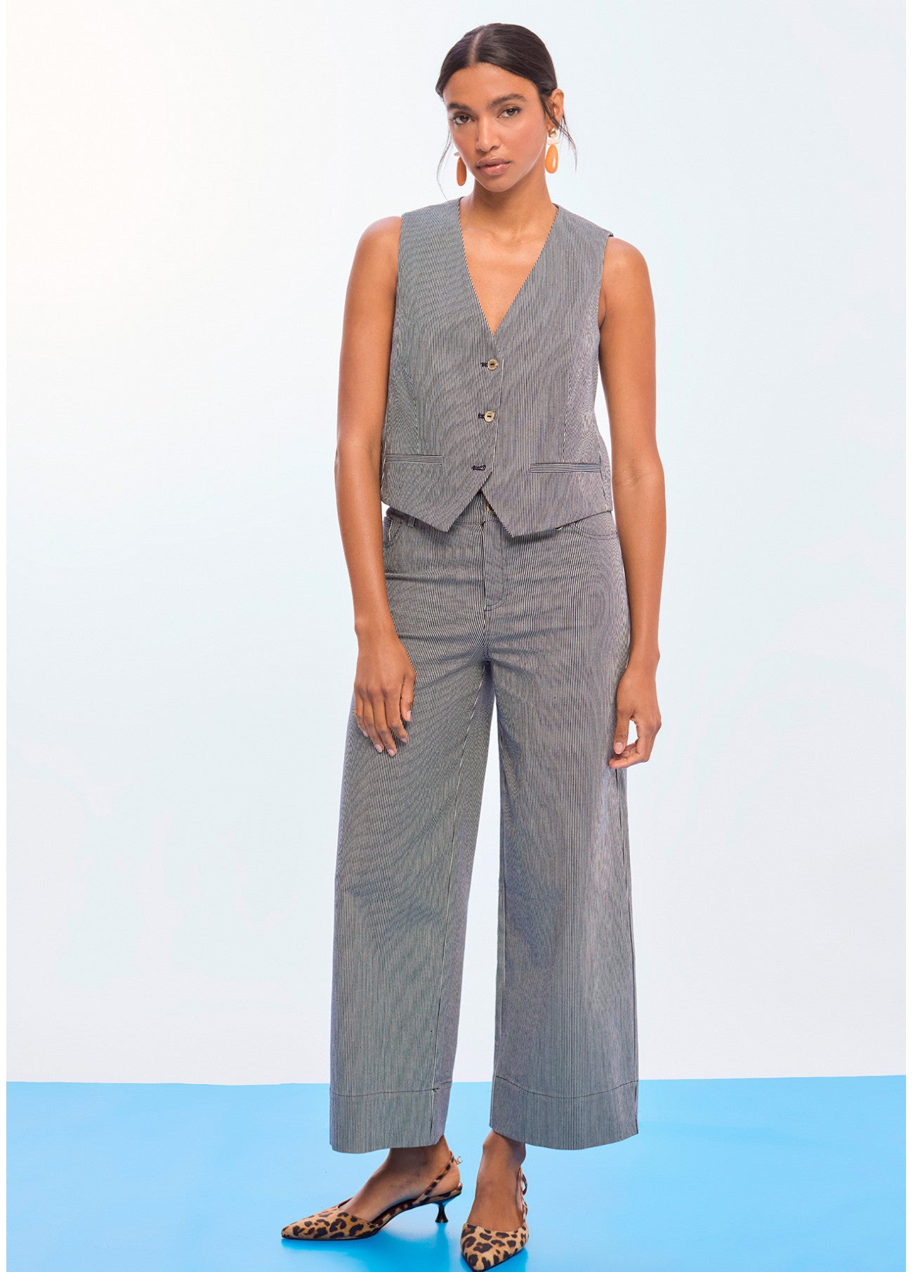 LolaSTRIPED TWILL VEST 207