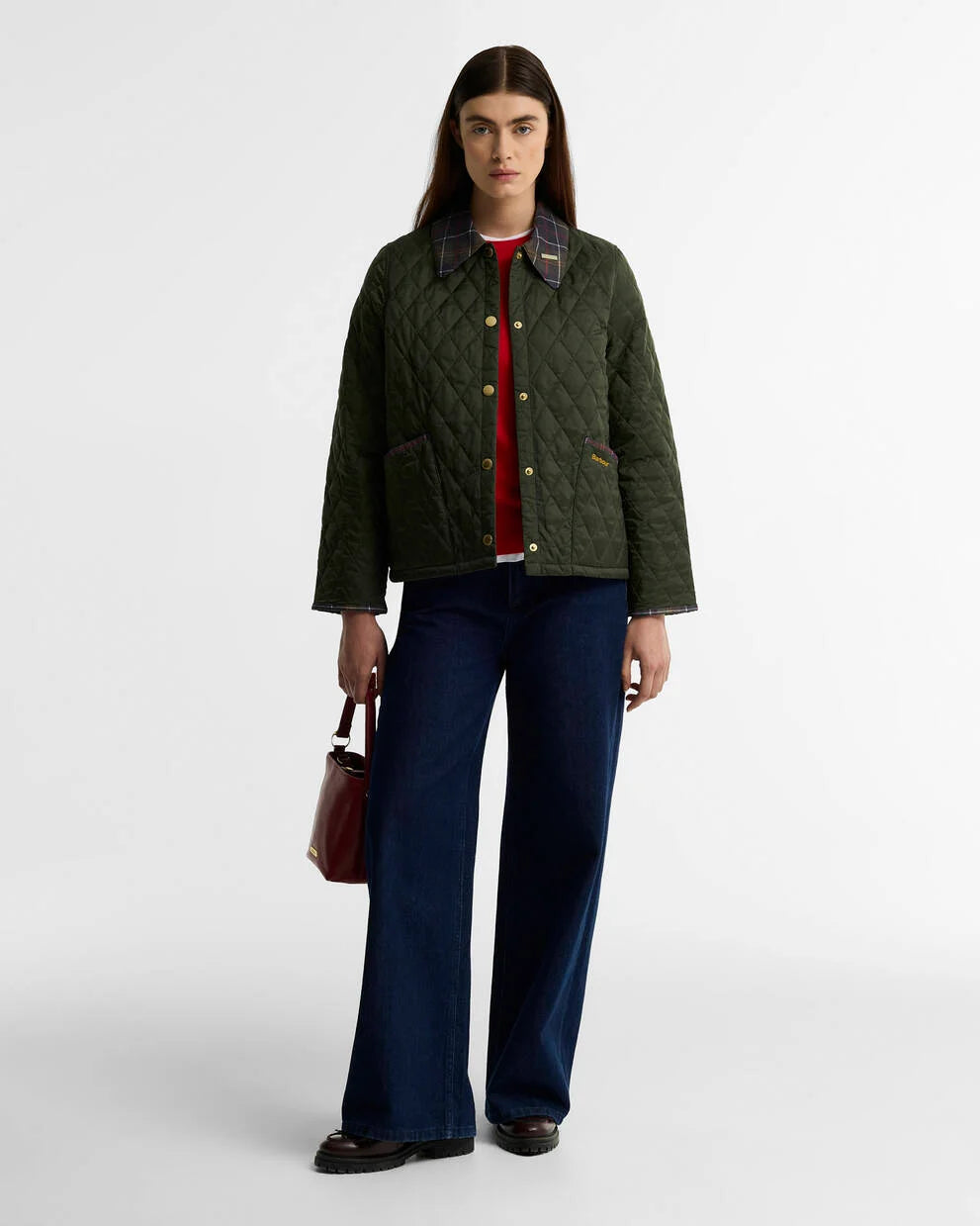 Tartan Collar Liddesdale Quilted Green Jacket L74