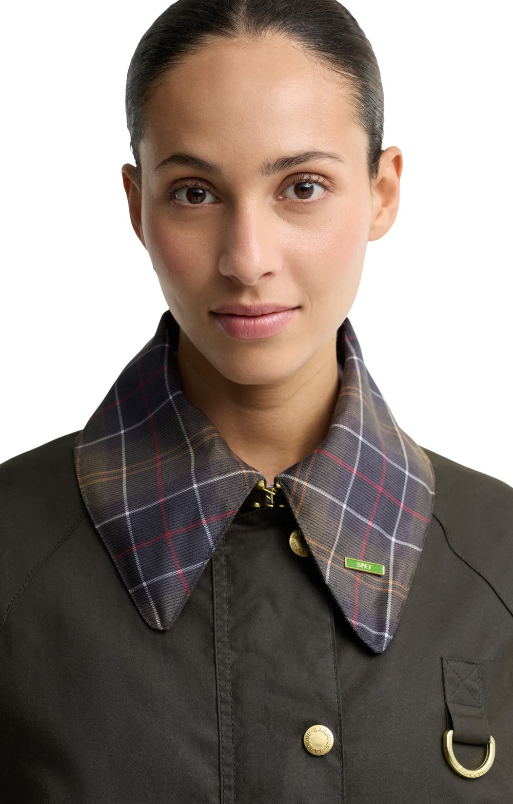 Tartan Collar Wax Spey Jacket Classic Olive 71