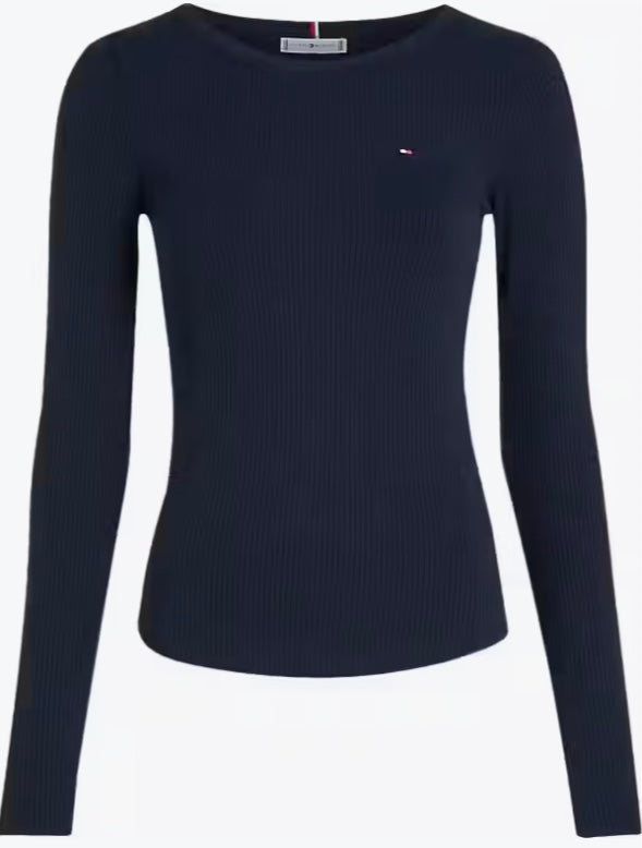 Navy slim fit rib top