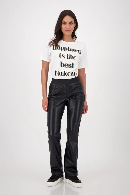 Montana black leather look flare trouser 753
