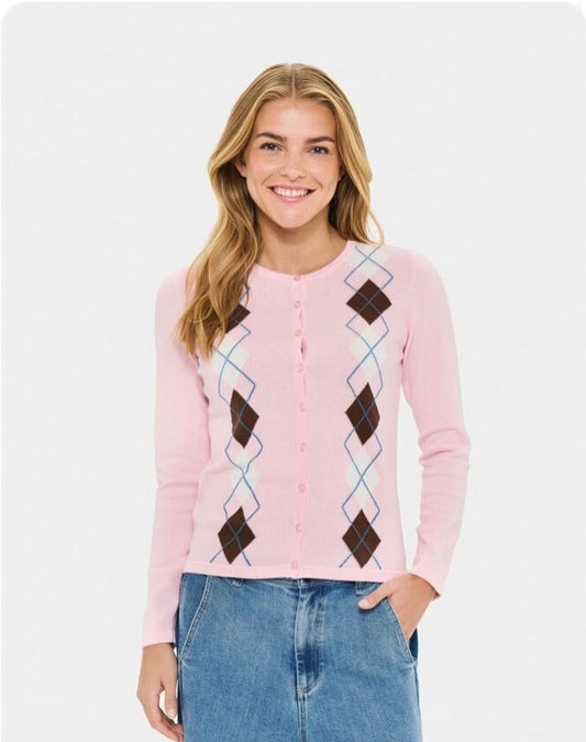 Mindy Cardigan Pink Brown