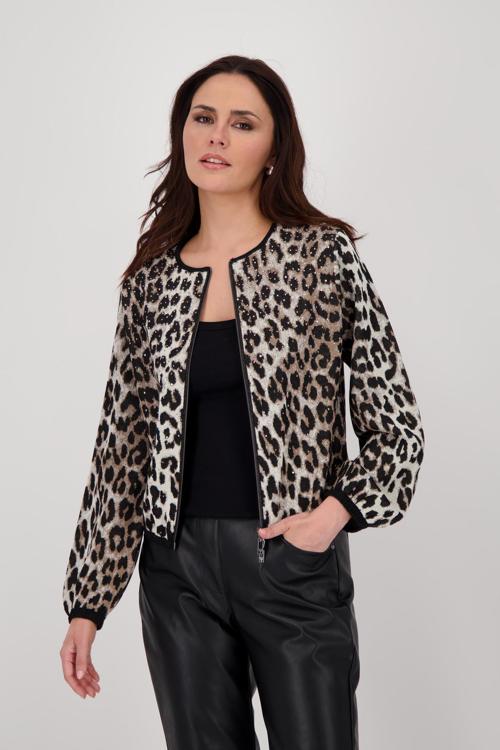 Black leopard sequin knit jacket 928