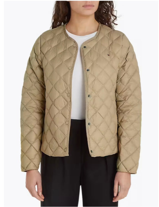 Quilted collarless jacket