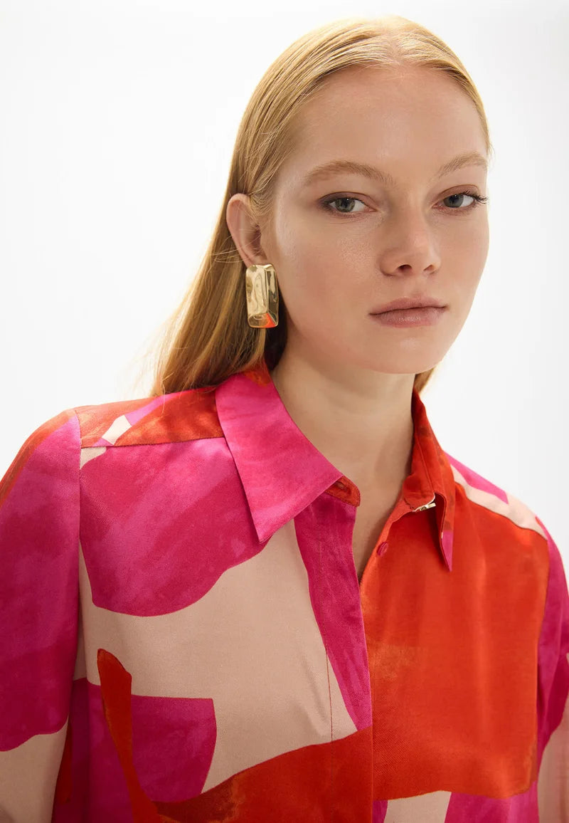 Pink/Orange Print Blouse Crudo