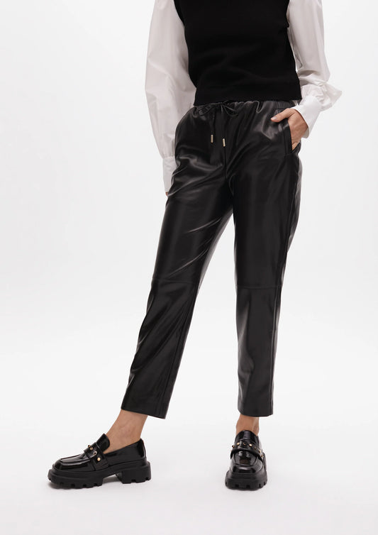 FAUX LEATHER JOGGING TROUSERS