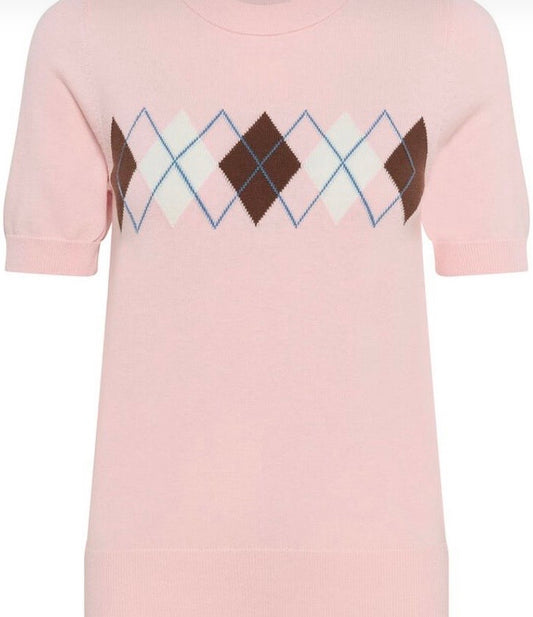 Mindy Short Sleeve Top Pink/Brown