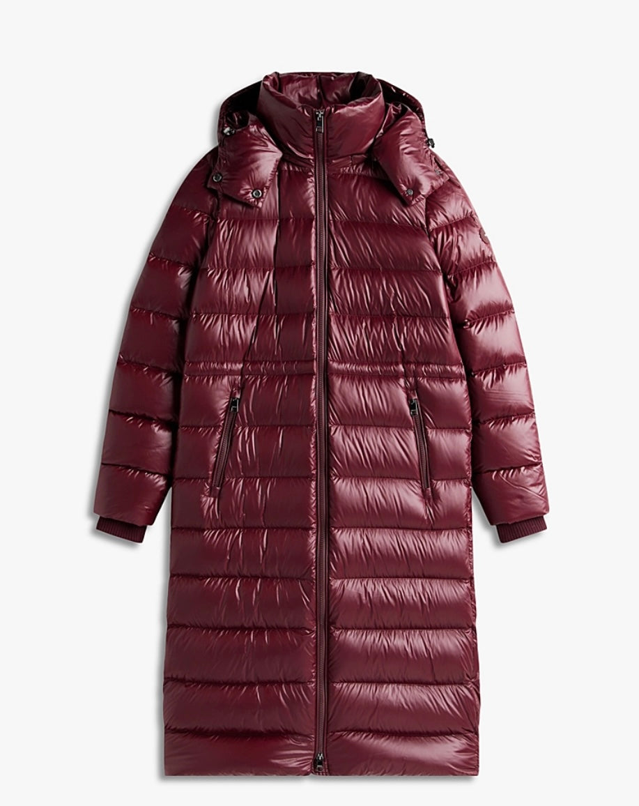 Deep Burgundy gloss waisted coat