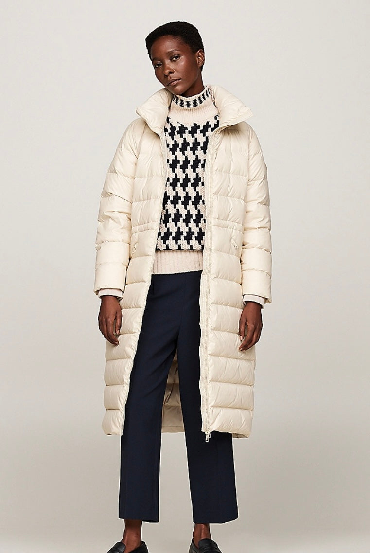 Down funnel neck quilted coat