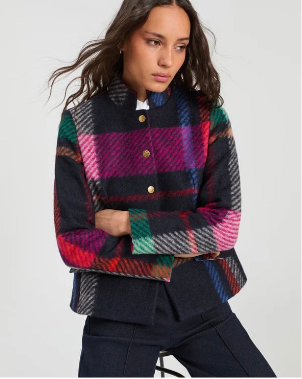 Plaid Multi Colour Wool Jacket