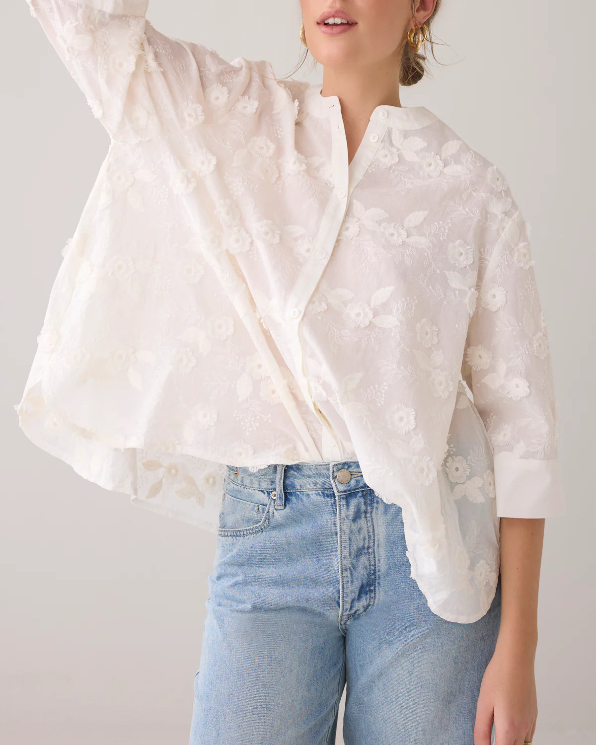 3D Blouse With Flowers