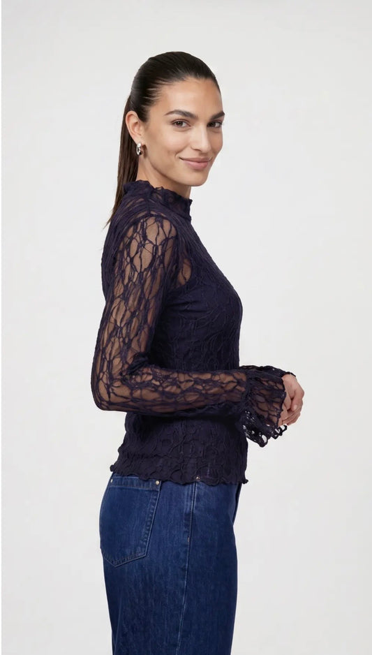 Navy Lace Top 489