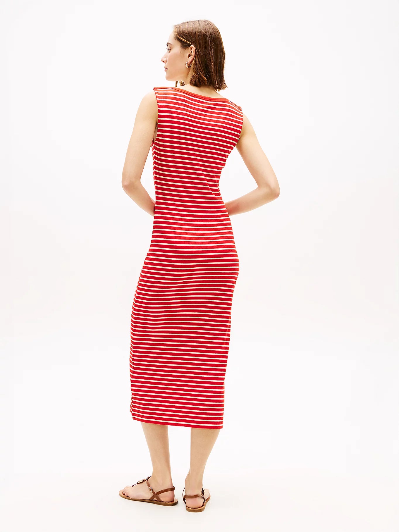 Boat Neck Slim Midi Dress