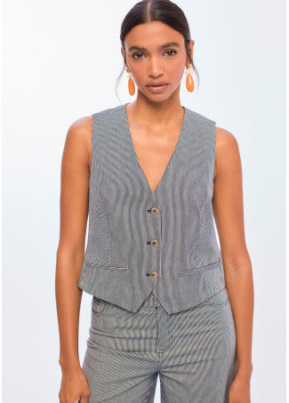 LolaSTRIPED TWILL VEST 207