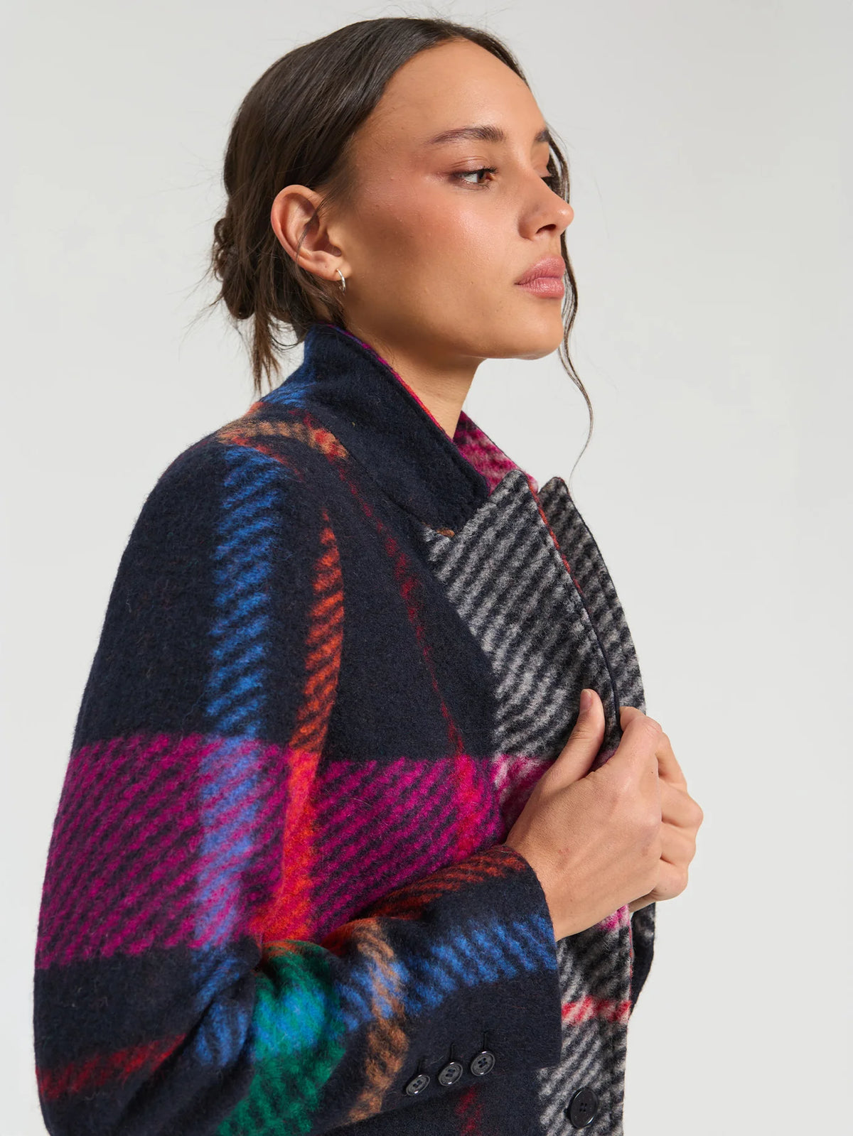 Check Wool Coat Multi Colour