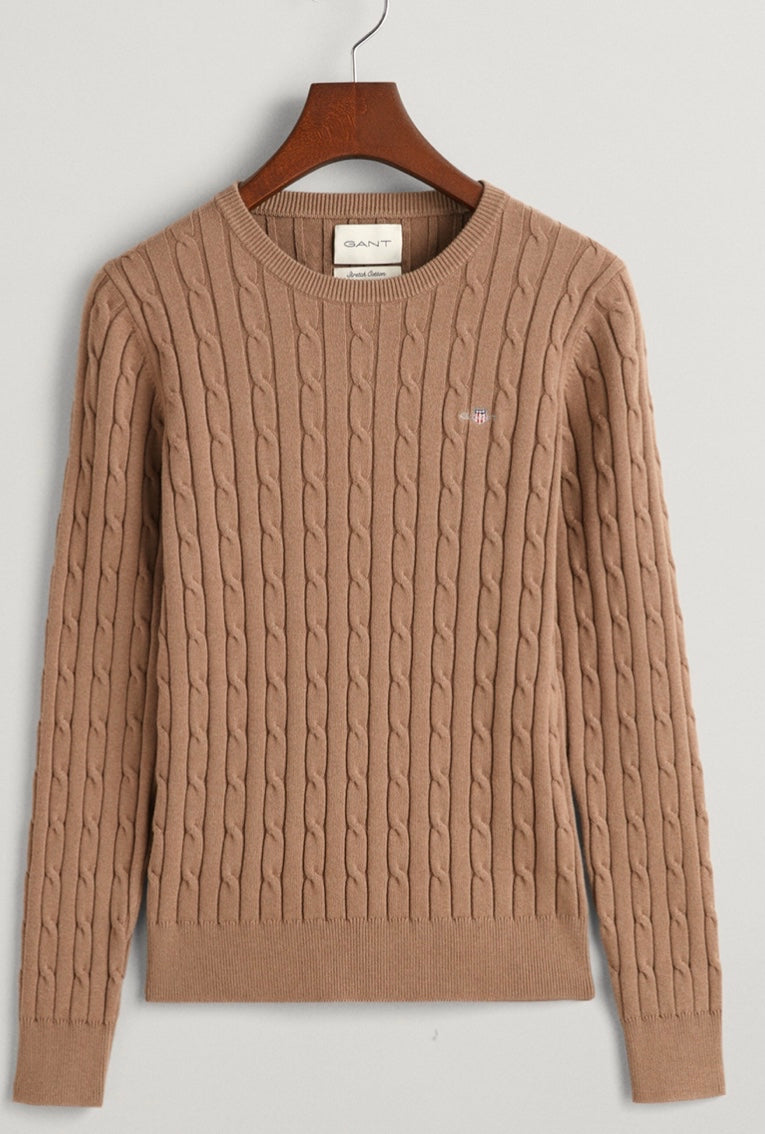 Stretch cotton cable knit sweater