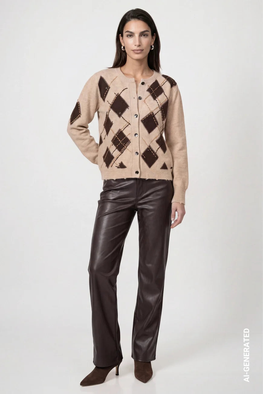 Brown leather effect trousers 110