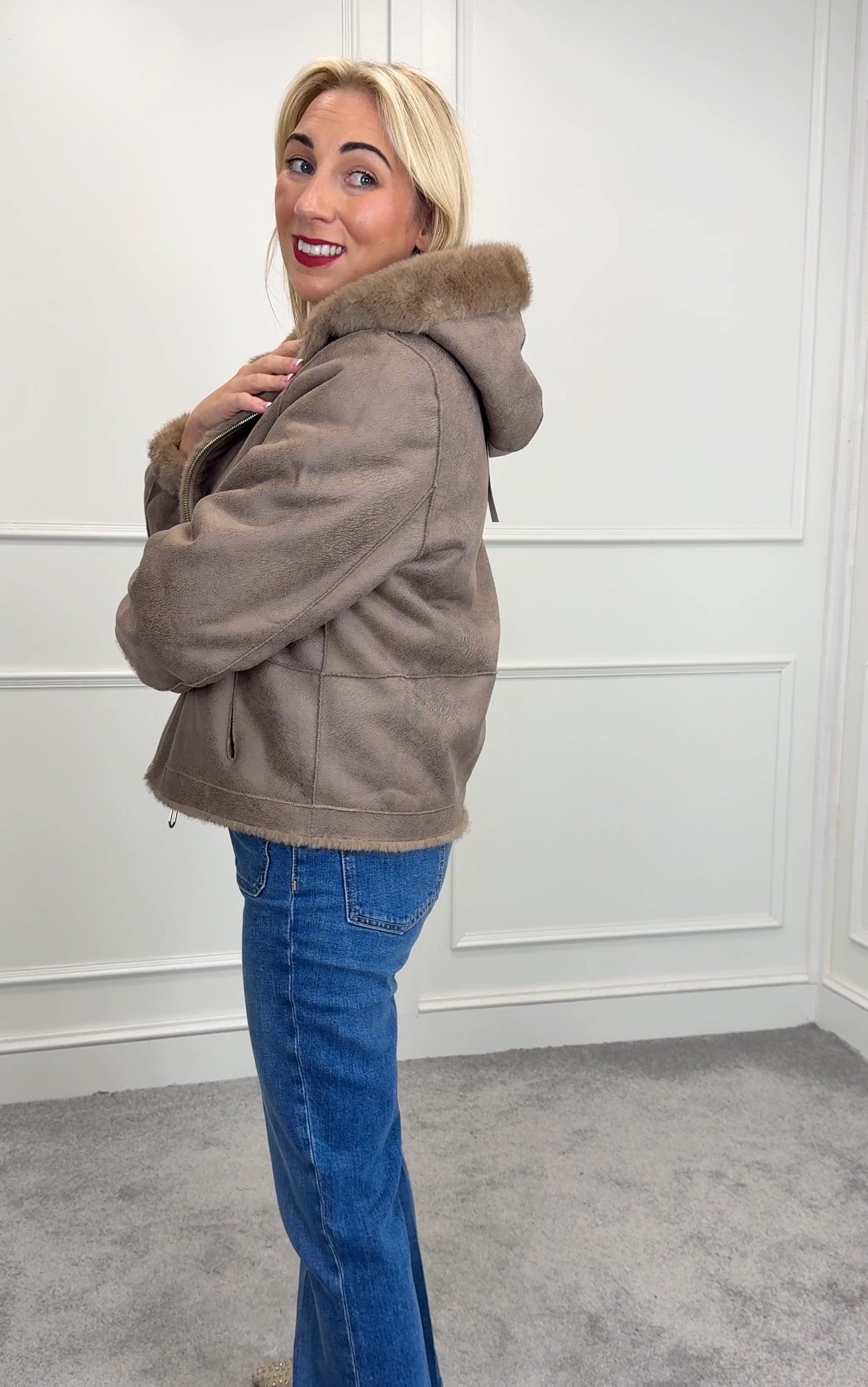 Reversible faux fur jacket