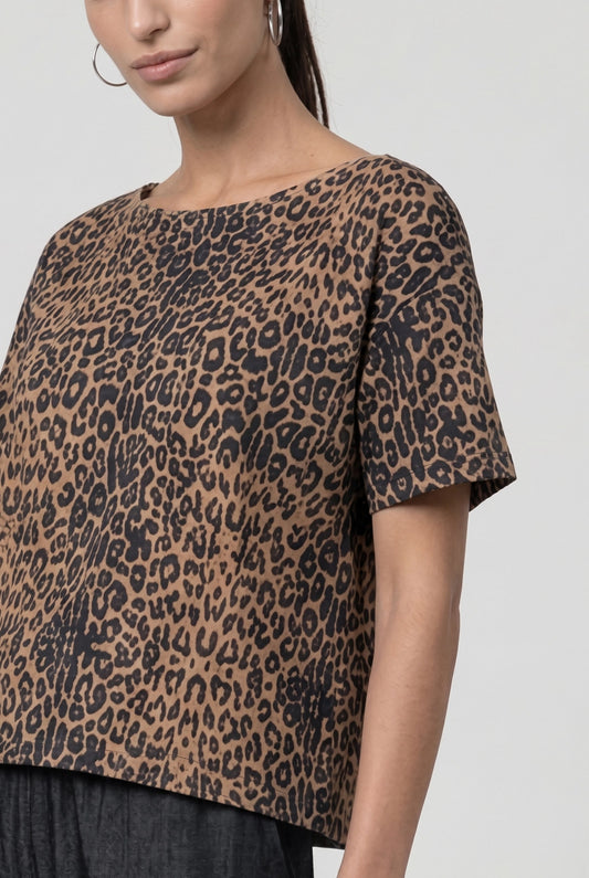 Leopard Short Sleeve Top 838