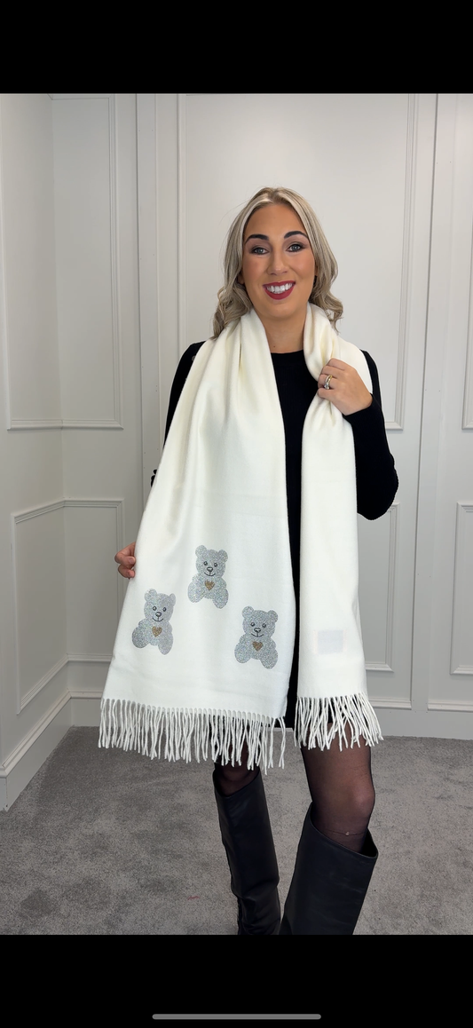 Bear scarf - White