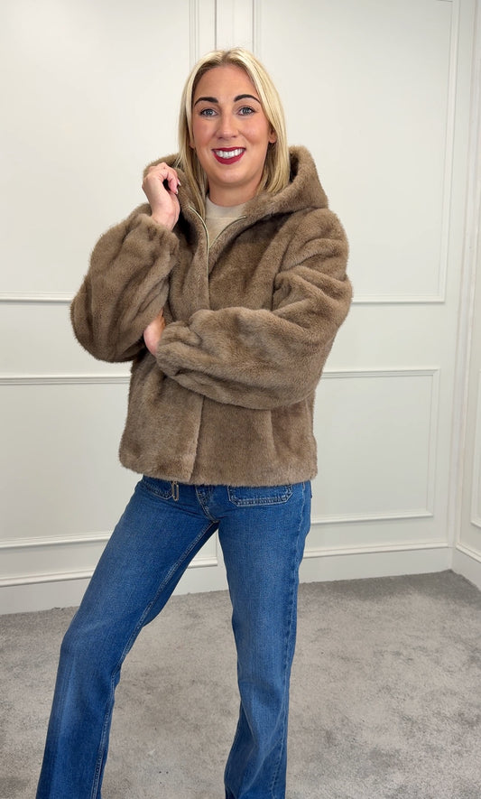 Reversible faux fur jacket