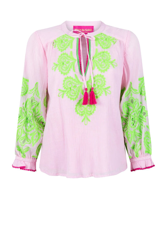 Blouse pink green