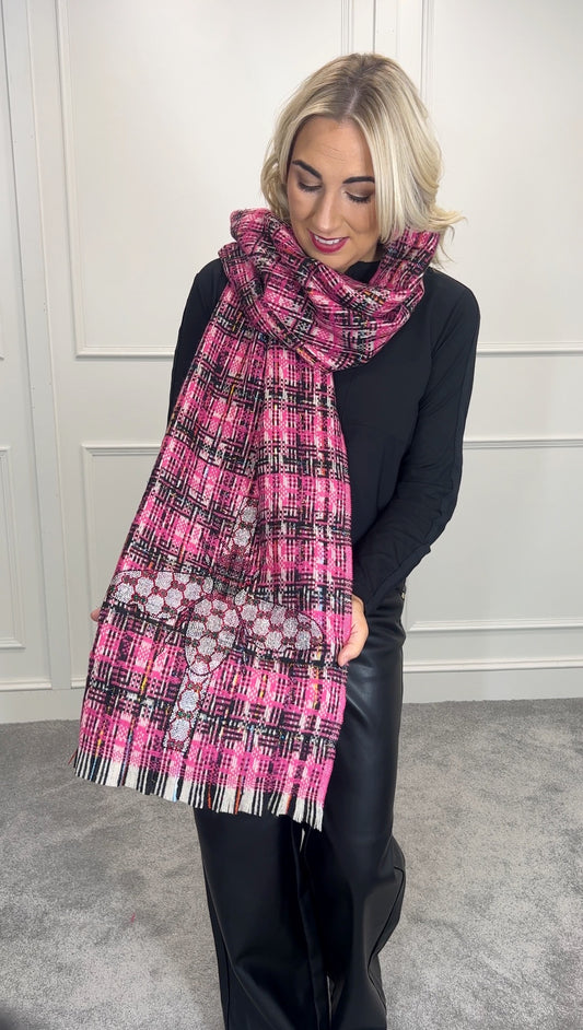 Tweed Bee Scarf - Pink