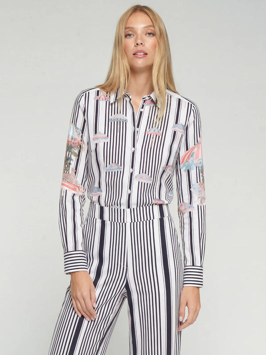 BLACK STRIPED SHIRT DOLCE FAR NIENTE