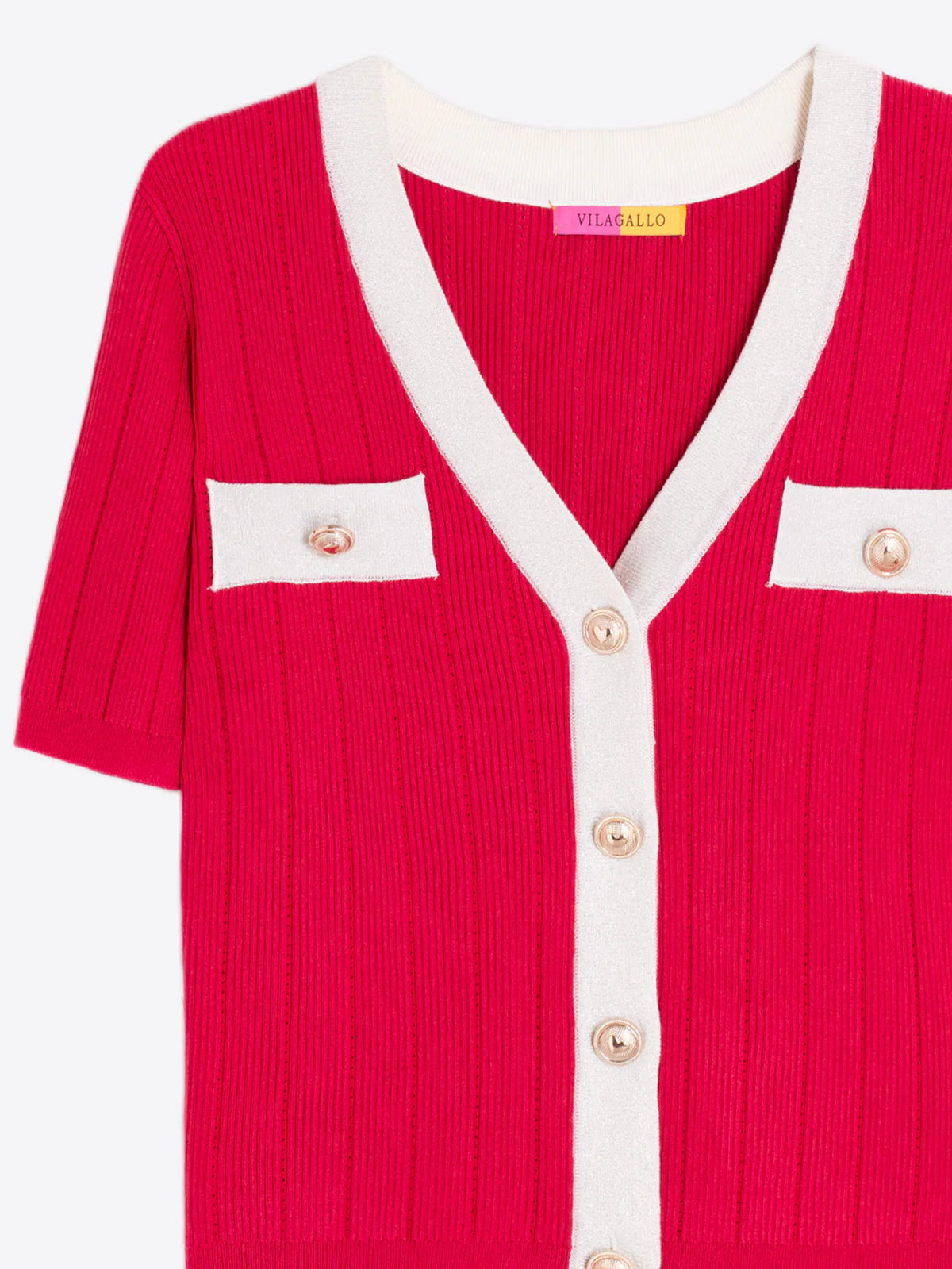 RED SHORT SLEEVE CARDIGAN