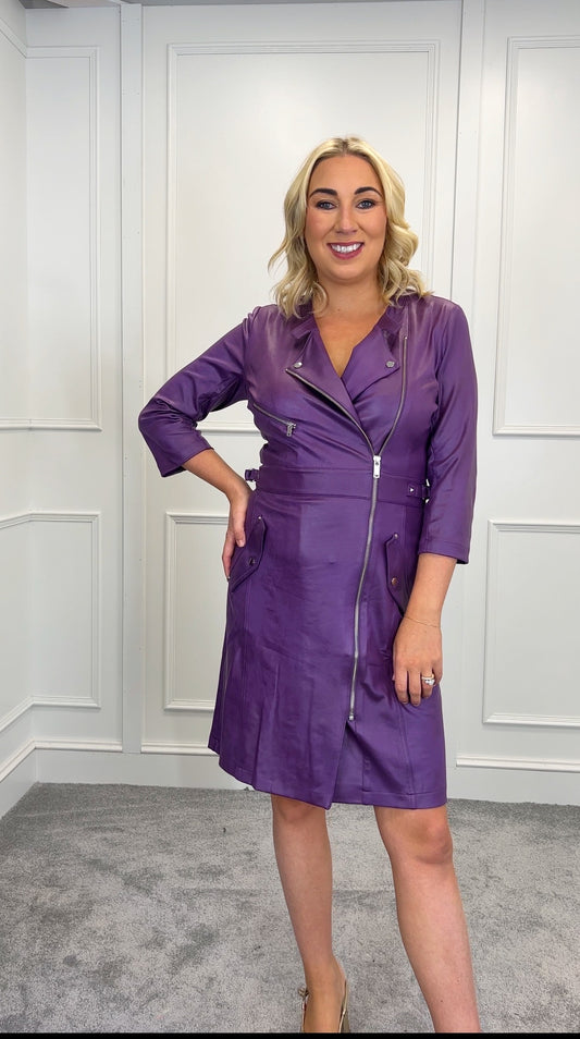 Purple faux leather dress