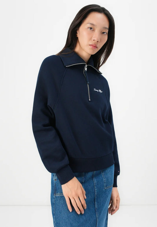 Classic Script 1/2 zip Navy