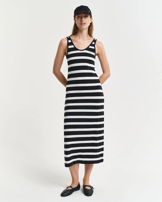 Striped Tank Top Midi Jersey Dress