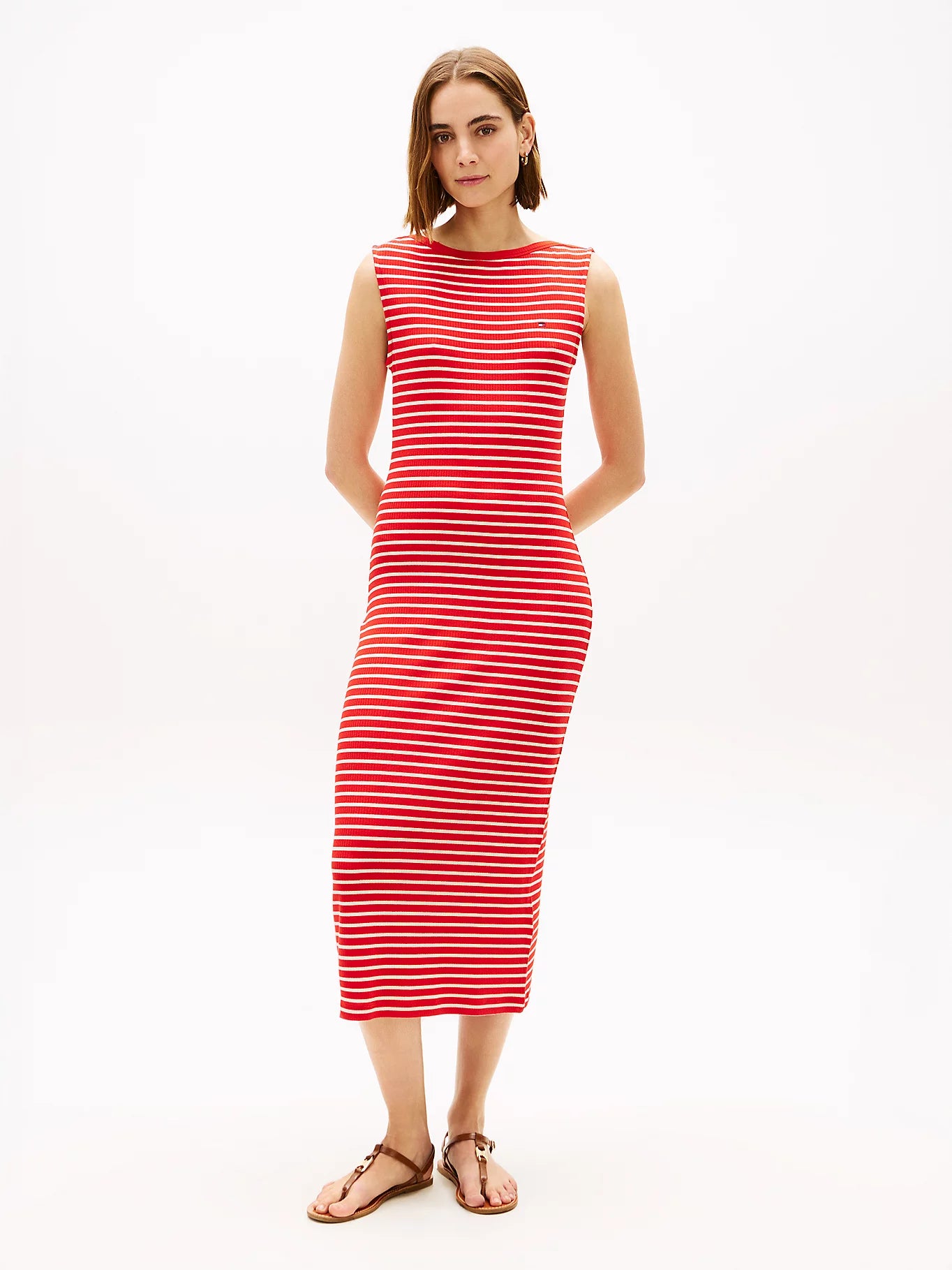Boat Neck Slim Midi Dress