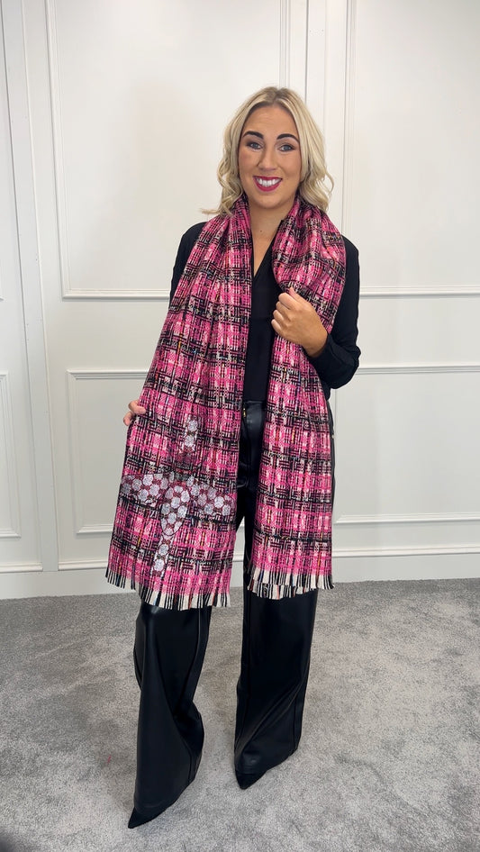 Tweed Bee Scarf - Pink