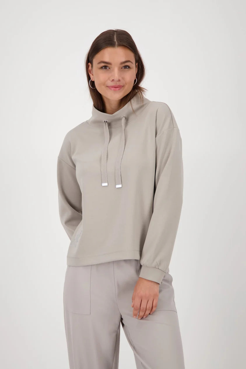 Sweatshirt with crystals greige 144
