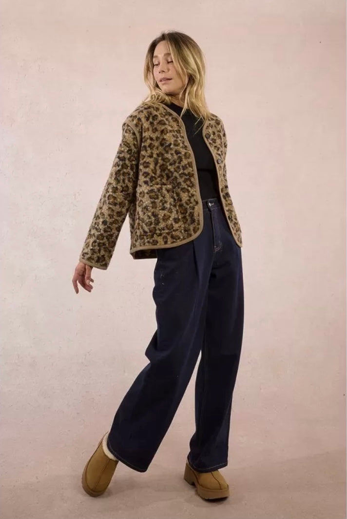 Molly ladies woven leopard print jacket